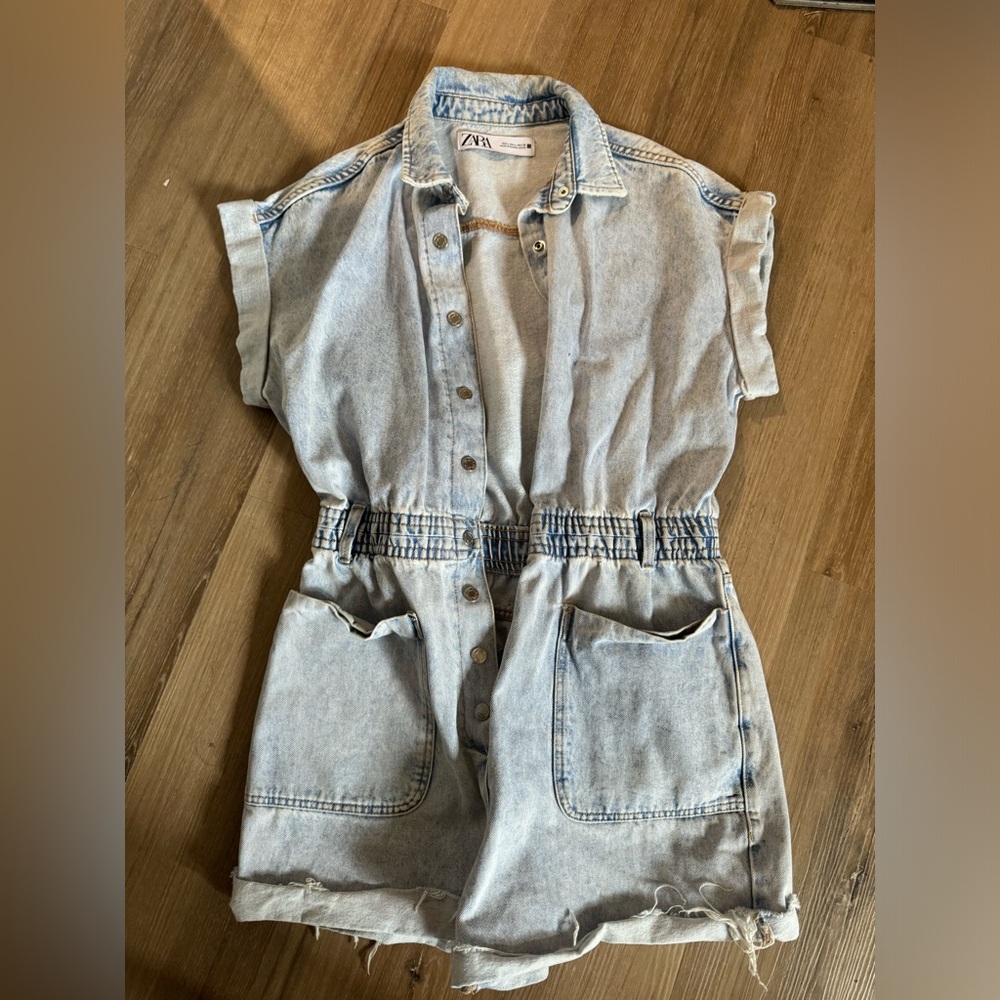 Zara Light Wash Denim Romper